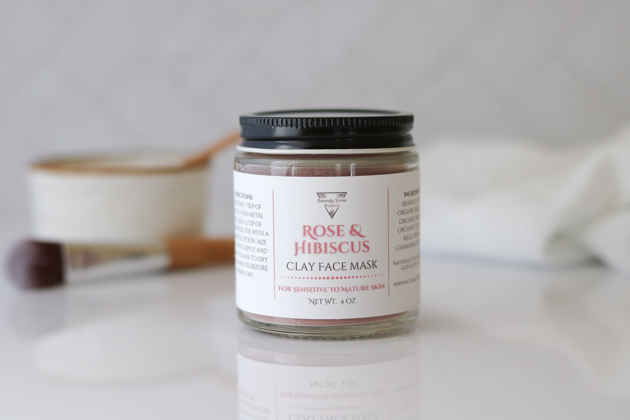 Rose & Hibiscus Clay Face Mask - Naturally Devine Wellness